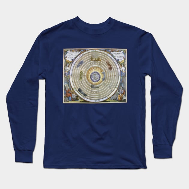 Vintage Ptolemaic Planisphere by Andreas Cellarius from Harmonia Macrocosmica Long Sleeve T-Shirt by MasterpieceCafe